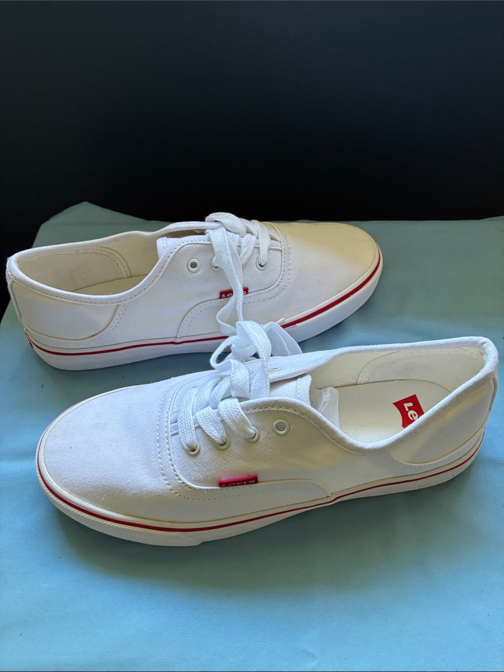 Levi's White Canvas Sneakers with Red Accent Stripe